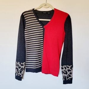 Carlisle mixed media stripe leopard sweater